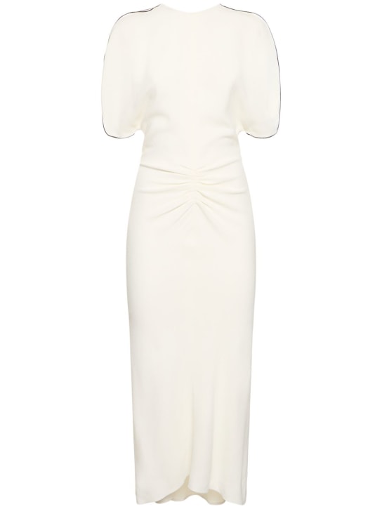 Victoria Beckham: LVR Exclusive Vestido midi de sablé fruncido - women_0 | Luisa Via Roma