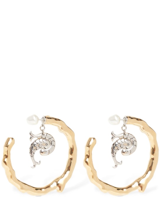 Pucci: Coral hoop earrings - Gold/Silver - women_0 | Luisa Via Roma