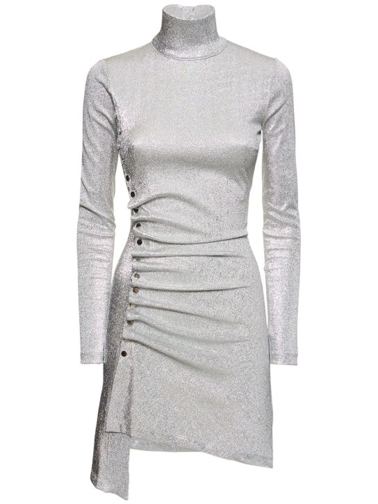Rabanne: LVR Exclusive jersey lurex mini dress - Silver - women_0 | Luisa Via Roma
