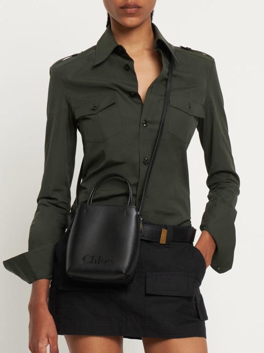 Chloé: Chloé Sense leather top handle bag - Black - women_1 | Luisa Via Roma