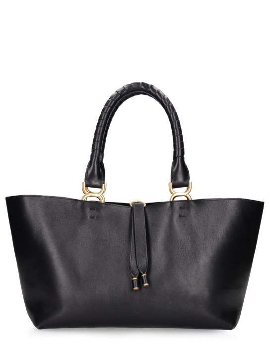 Chloé: Small Marcie Tote leather bag - Black - women_0 | Luisa Via Roma