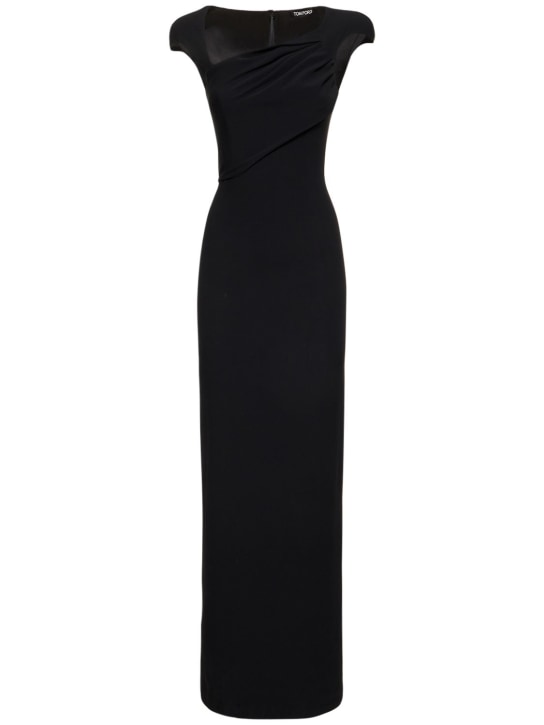 Tom Ford: LVR Exclusive silk georgette long dress - Black - women_0 | Luisa Via Roma