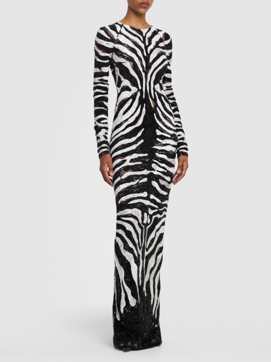 Tom Ford: LVR Exclusive Vestido de tul con lentejuelas - Negro/Blanco - women_1 | Luisa Via Roma