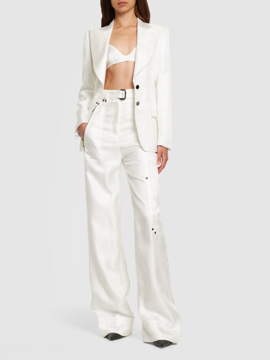 Tom Ford: LVR Exclusive - Blazer en satin boutonnage simple - Blanc - women_1 | Luisa Via Roma