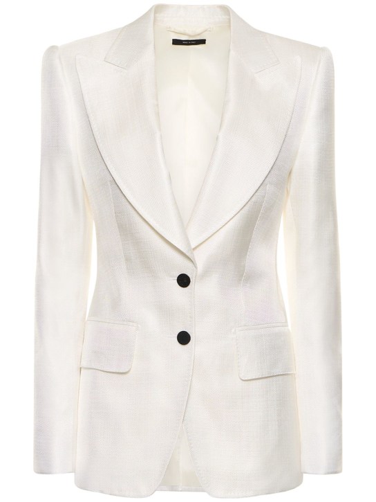 Tom Ford: LVR Exclusive satin single breast blazer - White - women_0 | Luisa Via Roma