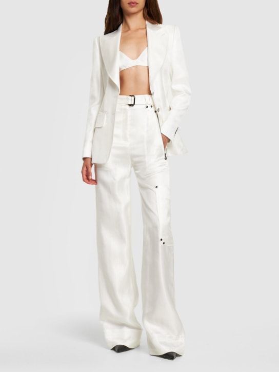 Tom Ford: LVR Exclusive Pantalones anchos de satén - Blanco - women_1 | Luisa Via Roma