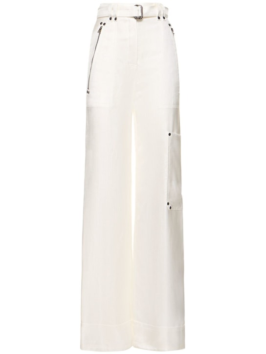 Tom Ford: LVR Exclusive satin high rise wide pants - White - women_0 | Luisa Via Roma
