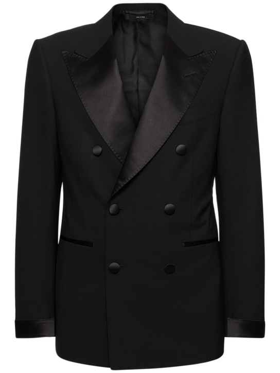 Tom Ford: LVR Exclusive Shelton double wool jacket - Black - men_0 | Luisa Via Roma