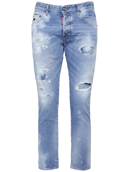 Dsquared2: Skater stretch cotton denim jeans - men_0 | Luisa Via Roma