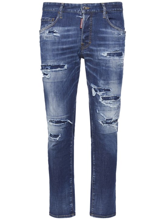 Dsquared2: Skater stretch cotton denim jeans - Navy - men_0 | Luisa Via Roma
