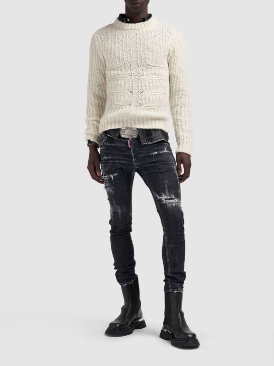 Dsquared2: Super Twinky stretch cotton denim jeans - Black - men_1 | Luisa Via Roma