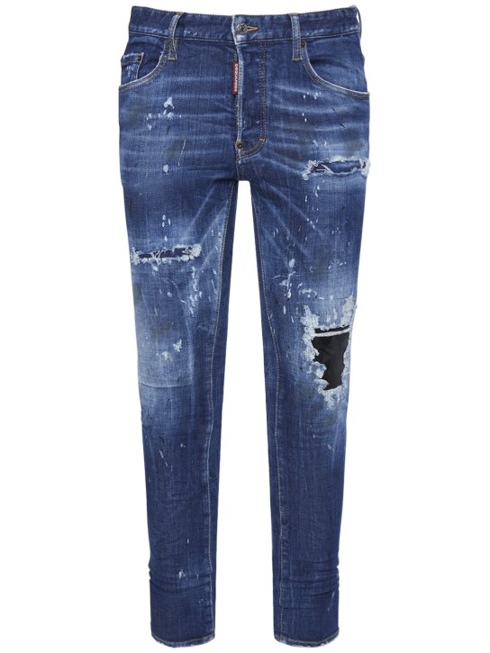 Dsquared2: Super Twinky stretch cotton denim jeans - Navy - men_0 | Luisa Via Roma