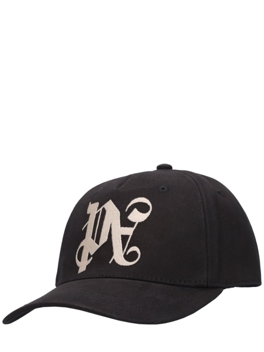 Palm Angels: Monogram cotton baseball cap - Siyah - men_1 | Luisa Via Roma