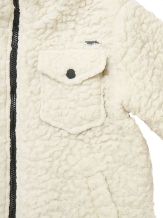 Monnalisa: Hooded teddy puffer coat - Off White - kids-girls_1 | Luisa Via Roma