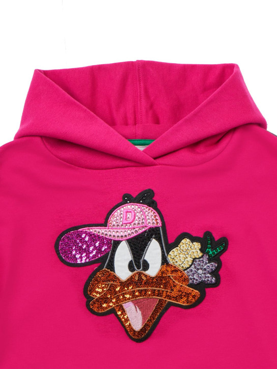Monnalisa: Daffy Duck sequined cotton sweatshirt - Fuchsia - kids-girls_1 | Luisa Via Roma