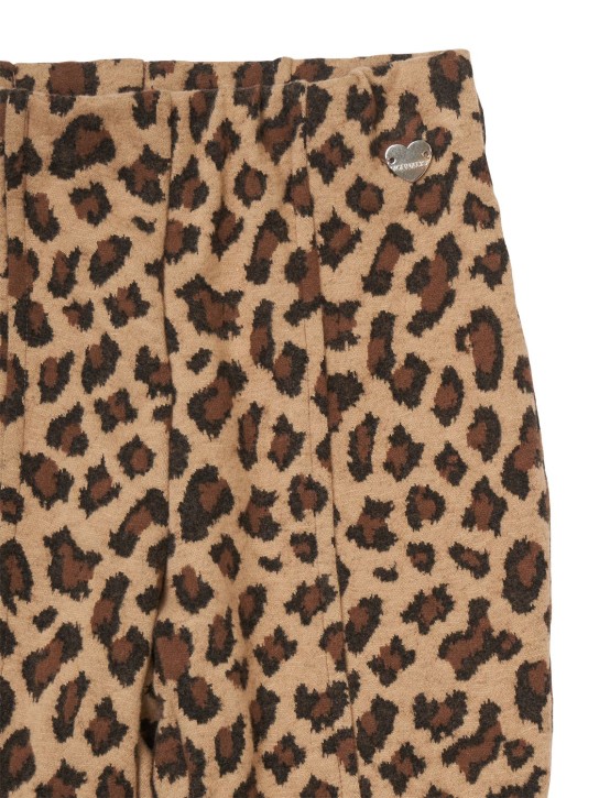 Monnalisa: Leopard print Punto Milano leggings - Brown - kids-girls_1 | Luisa Via Roma