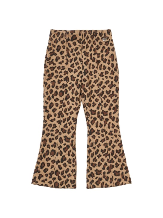 Monnalisa: Leopard print Punto Milano leggings - Brown - kids-girls_0 | Luisa Via Roma
