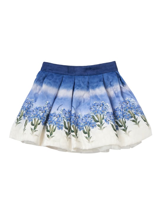 Monnalisa: Printed matelassé skirt - Mavi/Beyaz - kids-girls_0 | Luisa Via Roma