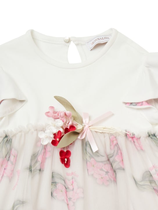 Monnalisa: Cotton jersey & tulle dress - Multicolor - kids-girls_1 | Luisa Via Roma