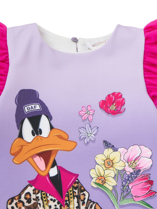 Monnalisa: Duffy Duck printed crêpe dress - Multicolor - kids-girls_1 | Luisa Via Roma