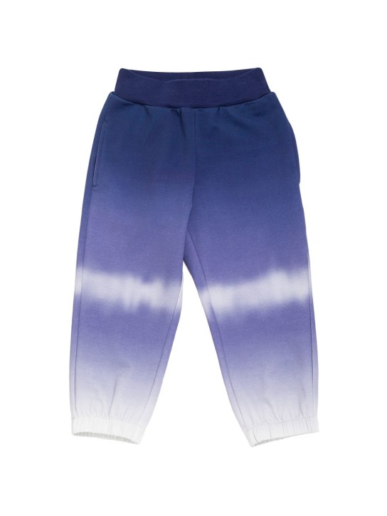 Monnalisa: Pantaloni in felpa di cotone stampata - Blu - kids-girls_0 | Luisa Via Roma
