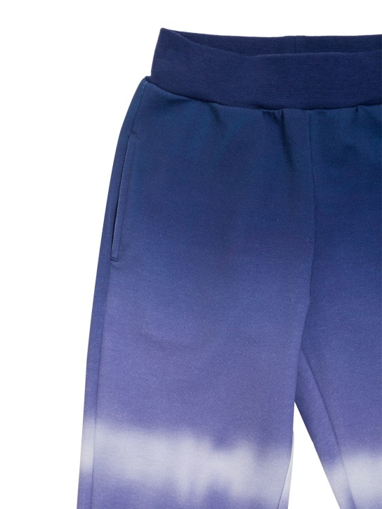Monnalisa: Pantaloni in felpa di cotone stampata - Blu - kids-girls_1 | Luisa Via Roma