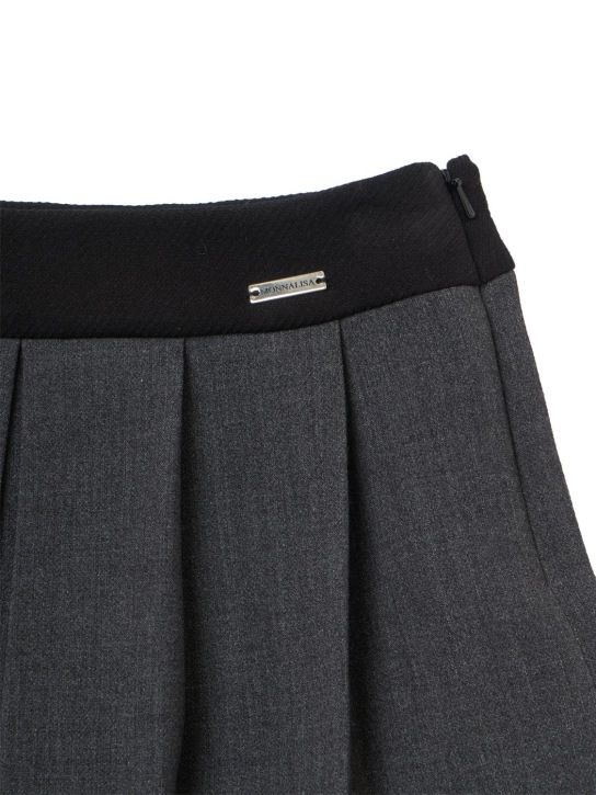 Monnalisa: 打褶棉质迷你短裙 - 灰色 - kids-girls_1 | Luisa Via Roma