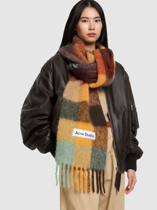 Acne Studios: Vally alpaca blend scarf - Brown/Yellow - women_1 | Luisa Via Roma