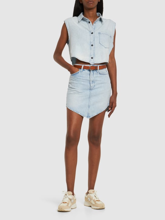 Triarchy: Ms. Hart organic cotton crop shirt - Blue - women_1 | Luisa Via Roma