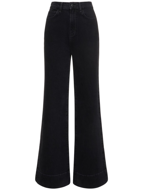 Triarchy: Jeans anchos de denim con cintura alta - Negro - women_0 | Luisa Via Roma
