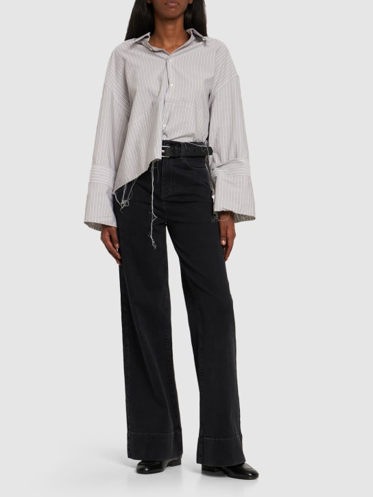 Triarchy: Jeans anchos de denim con cintura alta - Negro - women_1 | Luisa Via Roma