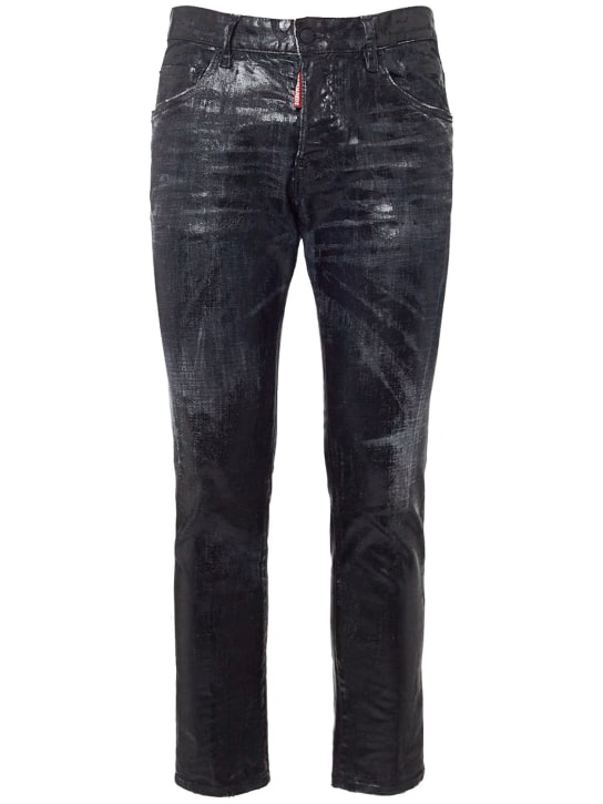 Dsquared2: Beschichtete Baumwolldenim-Jeans „Skater“ - Schwarz - men_0 | Luisa Via Roma