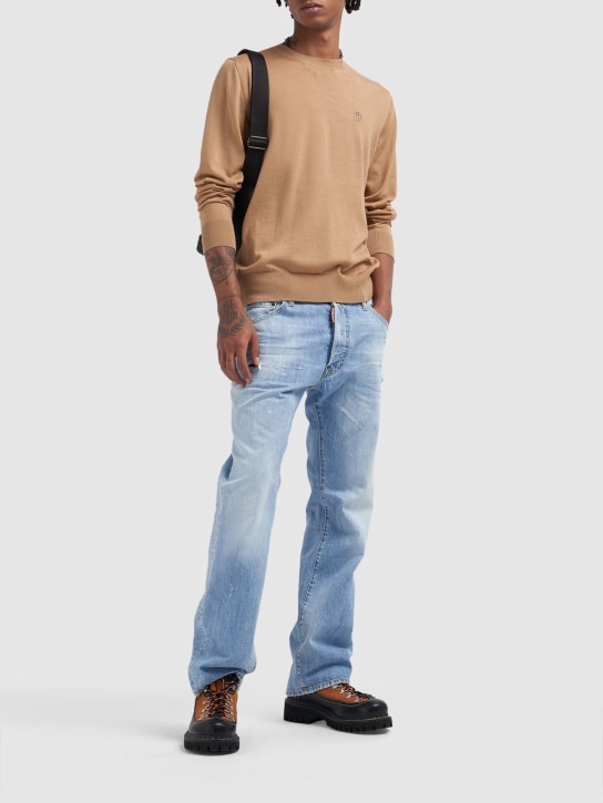 Dsquared2: Jeans bootcut in denim di cotone - Blu - men_1 | Luisa Via Roma
