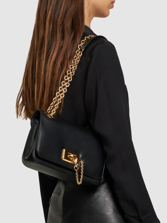 Alexandre Vauthier: Le4 nappa leather shoulder bag - Siyah - women_1 | Luisa Via Roma
