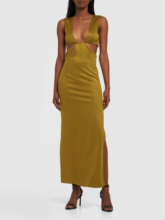 Galvan: Beverly cutout satin long dress - Altın Rengi - women_1 | Luisa Via Roma