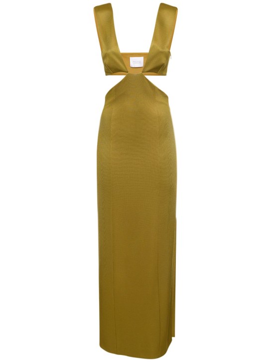 Galvan: Beverly cutout satin long dress - Altın Rengi - women_0 | Luisa Via Roma