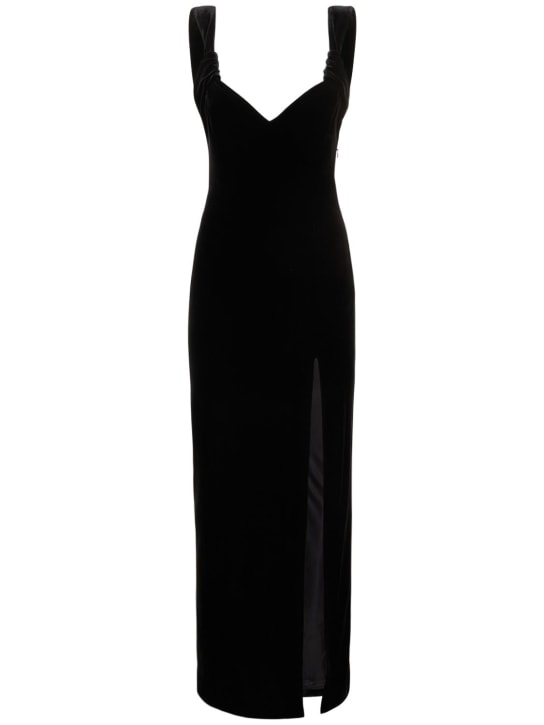 Galvan: Liza velvet loop strap long dress - Black - women_0 | Luisa Via Roma