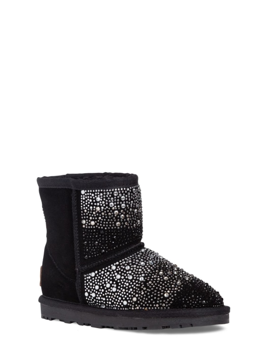 Monnalisa: Embellished boots w/ faux fur - Black - kids-girls_1 | Luisa Via Roma