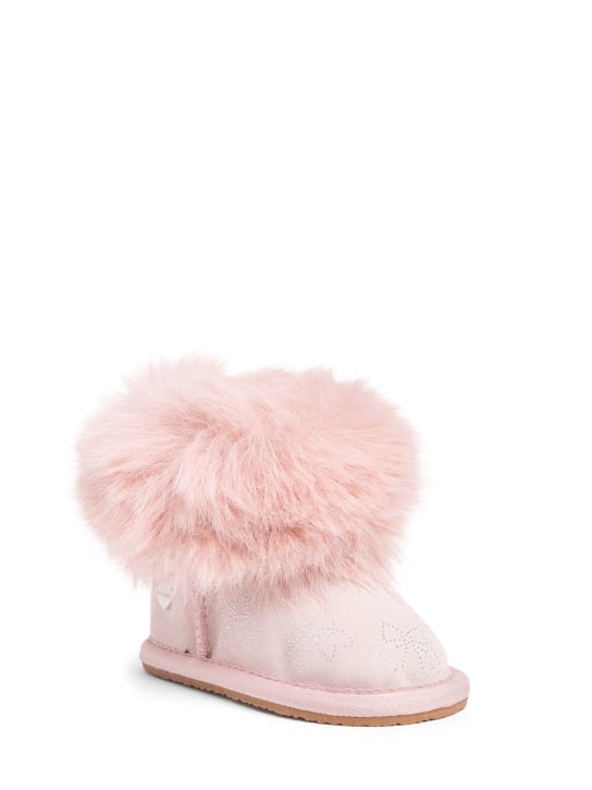Monnalisa: Embellished leather boots - Pink - kids-girls_1 | Luisa Via Roma