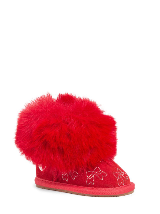 Monnalisa: Embellished leather boots - Kırmızı - kids-girls_1 | Luisa Via Roma