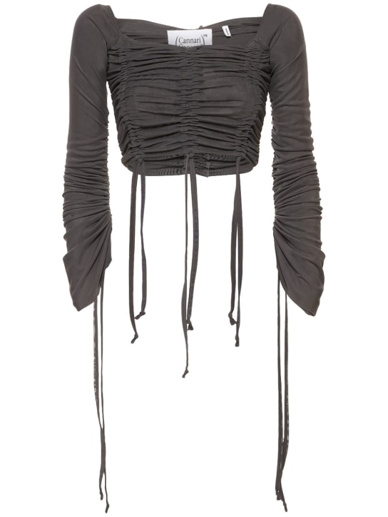 Cannari Concept: Samara缩褶科技织物短款上衣 - 灰色 - women_0 | Luisa Via Roma