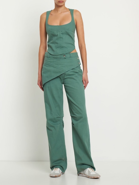 Cannari Concept: Pantalones acampanados de algodón - Verde - women_1 | Luisa Via Roma