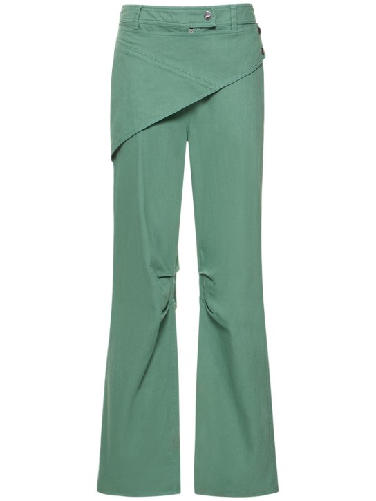 Cannari Concept: Pantalones acampanados de algodón - Verde - women_0 | Luisa Via Roma