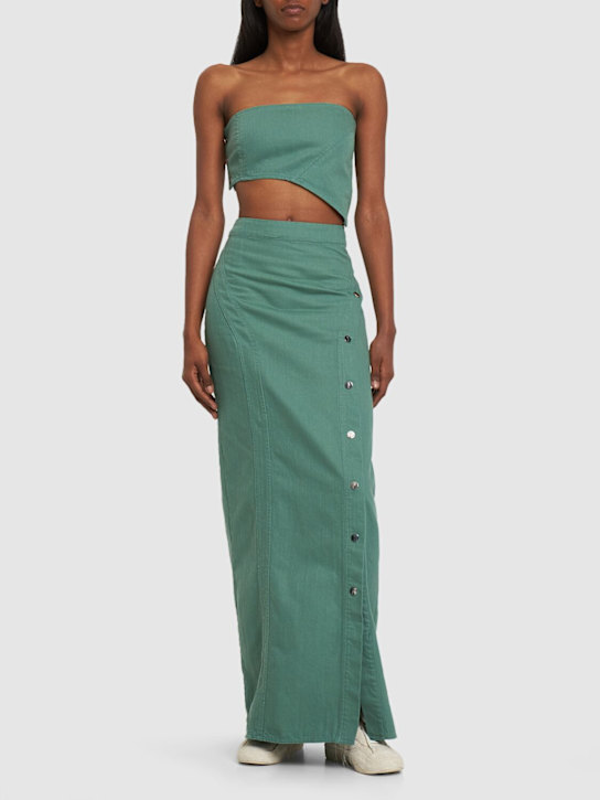 Cannari Concept: Summer washed cotton twill long skirt - Green - women_1 | Luisa Via Roma