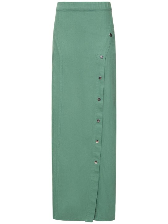 Cannari Concept: Summer washed cotton twill long skirt - Yeşil - women_0 | Luisa Via Roma
