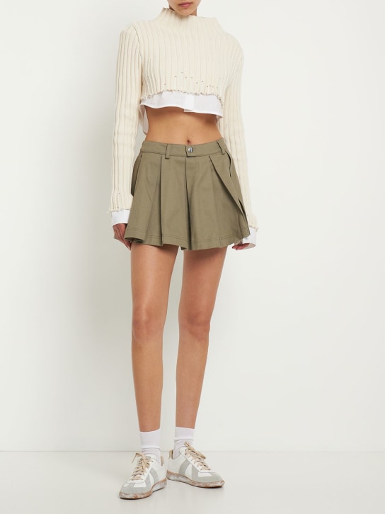 Cannari Concept: Simi pleated cotton mini skirt - Green - women_1 | Luisa Via Roma