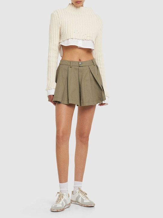 Cannari Concept: Simi pleated cotton mini skirt - Green - women_1 | Luisa Via Roma