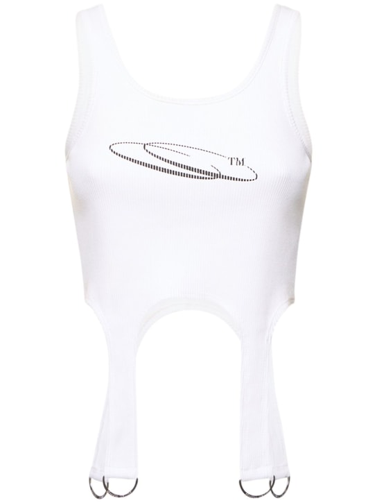 Cannari Concept: Synda D링 골지 코튼 크롭 탑 - Bright White - women_0 | Luisa Via Roma