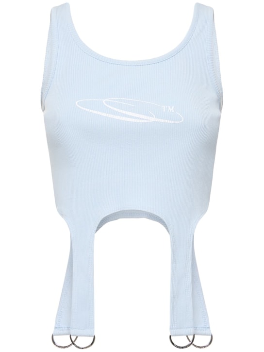 Cannari Concept: Synda D링 골지 코튼 크롭 탑 - Cashmere Blue - women_0 | Luisa Via Roma