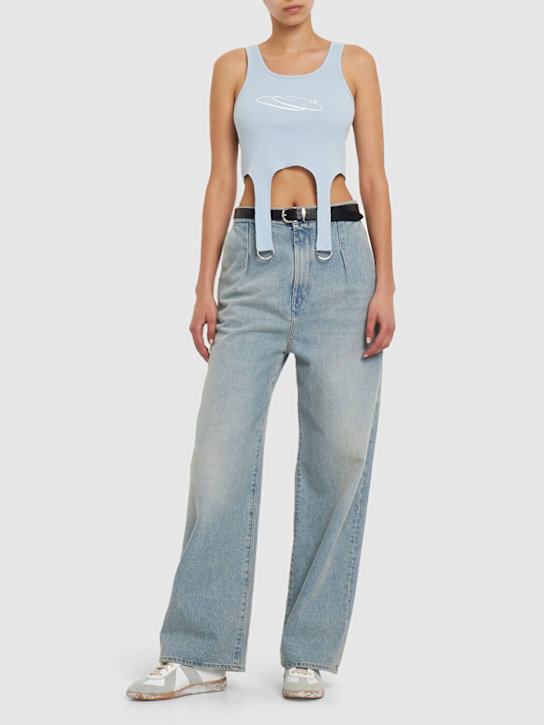 Synda ribbed cotton crop top w/ D-rings - Thumbnail 2